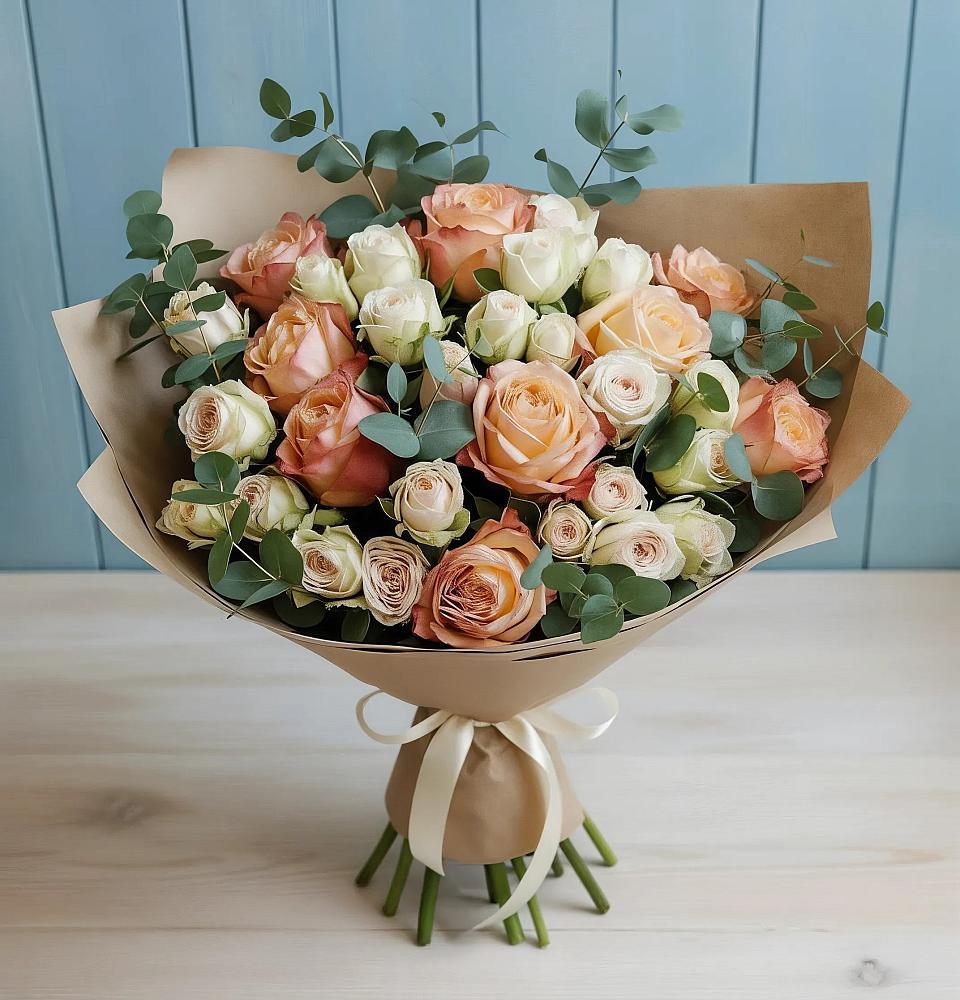 Букет цветов из: Альстромерии и Розы в Комсомольском Республики Калмыкия