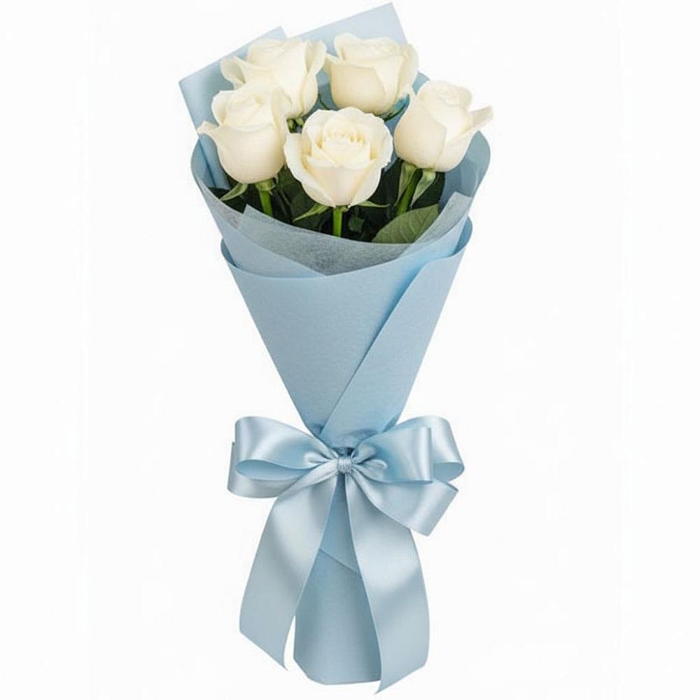 Букет 5 Белых роз Проуд в Комсомольском Республики Калмыкия