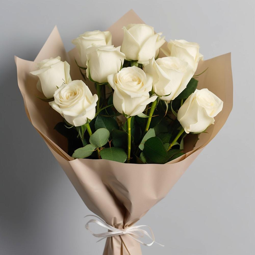 Букет 9 Белых роз Эдлесс Лав в Комсомольском Республики Калмыкия