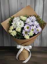 Букет цветов из:  Хризантемы и Розы в Комсомольском Республики Калмыкия