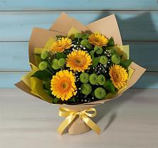 Букет цветов из:  Герберы и Хризантемы в Комсомольском Республики Калмыкия