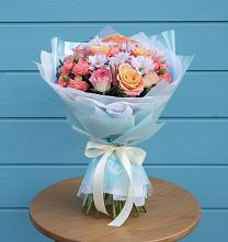 Букет цветов из:  Хризантемы и Розы в Комсомольском Республики Калмыкия