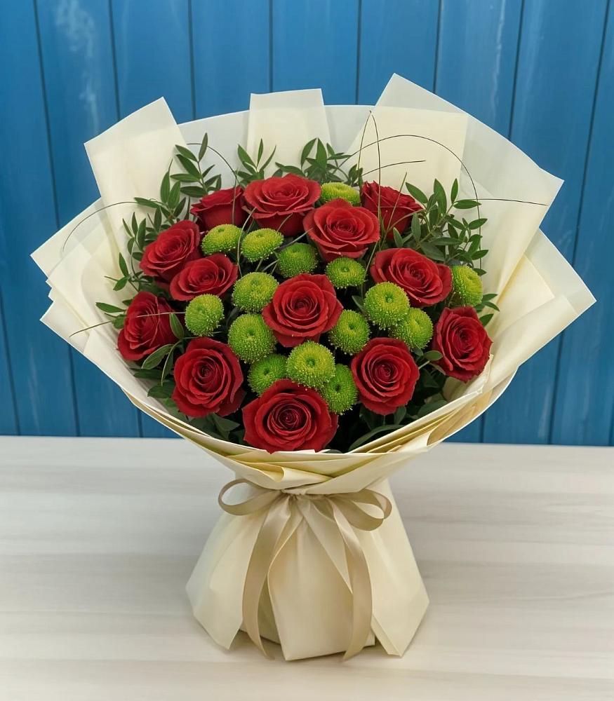 Букет цветов из: Розы и Хризантемы в Комсомольском Республики Калмыкия